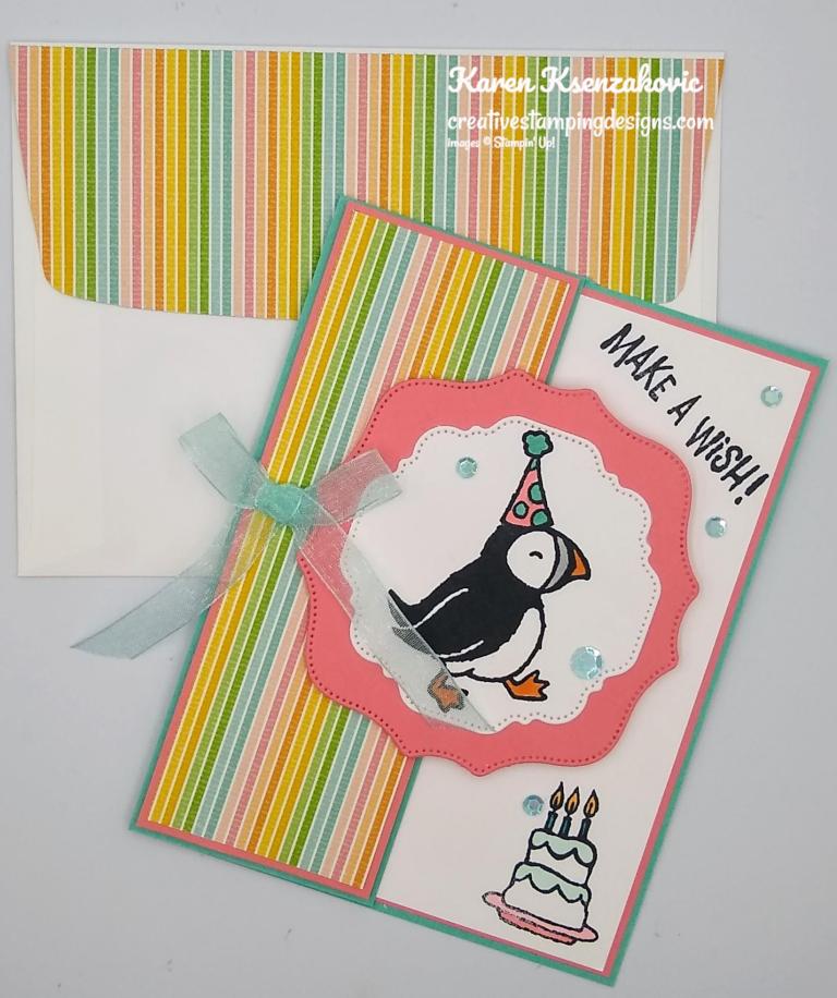 Stampin’ Up! Party Puffins for Fun Fold Friday | Creative Stamping Designs